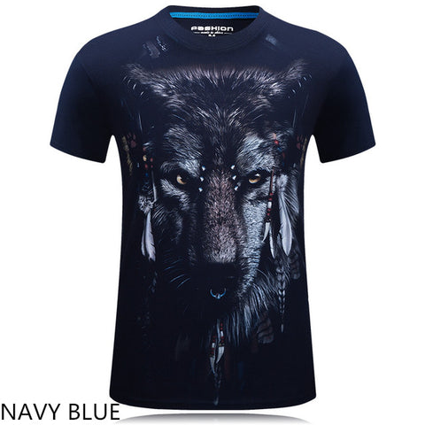 Men T Shirt 2016 The New 3d Printed White tiger / snake / skull and wolf/Indian wolf/ T Shirts male Casual Brand T-Shirt tops - Wolfmall