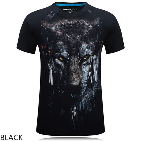 Men T Shirt 2016 The New 3d Printed White tiger / snake / skull and wolf/Indian wolf/ T Shirts male Casual Brand T-Shirt tops - Wolfmall