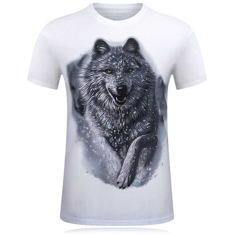 T-Shirt Men Snow Wolf 3D Printed Cotton Swag Funny T shirts Unisex palace Tshirt Homme White Brand Clothing camisetas hombre - Wolfmall