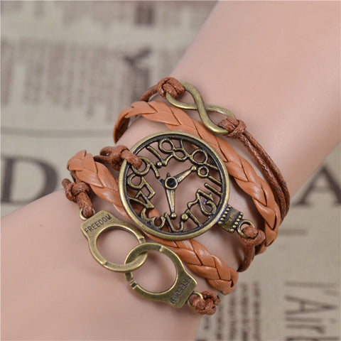 Jiayiqi Handmade Infinity Wolf Black Weave Leather Wax Rope Bracelet Best Friendship Gift  IB516 - Wolfmall