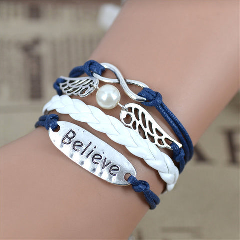 Jiayiqi Handmade Infinity Wolf Black Weave Leather Wax Rope Bracelet Best Friendship Gift  IB516 - Wolfmall