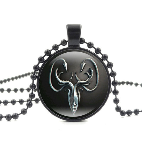 Movie Of Ice and Fire Game of Thrones Stark Wolf Pendant Glass Cabochon Picture Black Bead Chain Necklace for Women Jewelry gift - Wolfmall