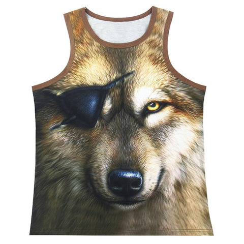 Men Animal 3D Tank Top One-eyed Wolf Tiger Lion Fitness Bodybuilding - Wolfmall