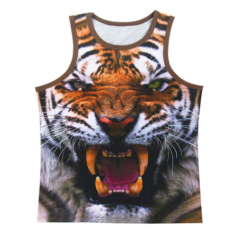 Men Animal 3D Tank Top One-eyed Wolf Tiger Lion Fitness Bodybuilding - Wolfmall
