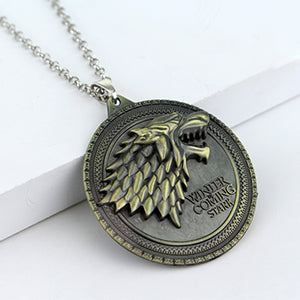 Cosplay Movie Necklaces Game of Thrones Necklace House Stark Winter Coming Vintage Wolf Necklaces Pendants Women Men Jewelry - Wolfmall
