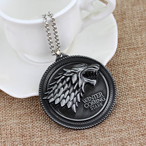 Cosplay Movie Necklaces Game of Thrones Necklace House Stark Winter Coming Vintage Wolf Necklaces Pendants Women Men Jewelry - Wolfmall