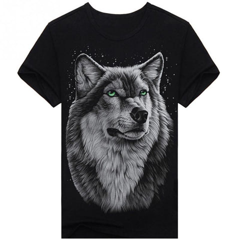 New 2016 Summer T-shirt Men 3d Print Wolf Short Sleeve T Shirts Casual Brand Men 100% Cotton Shirt Men Clothes Tops - Wolfmall