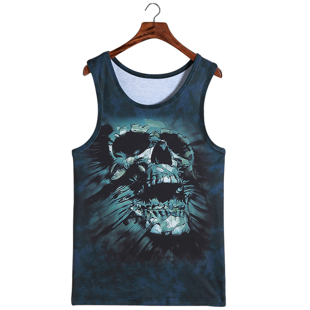 Mens Bodybuilding Tank Tops Skull Men T-Shirt Leopard Animal 3D Sleeveless T Shirts Tiger/Cat/Wolf Vest Tanks Tops Tees Fashion - Wolfmall