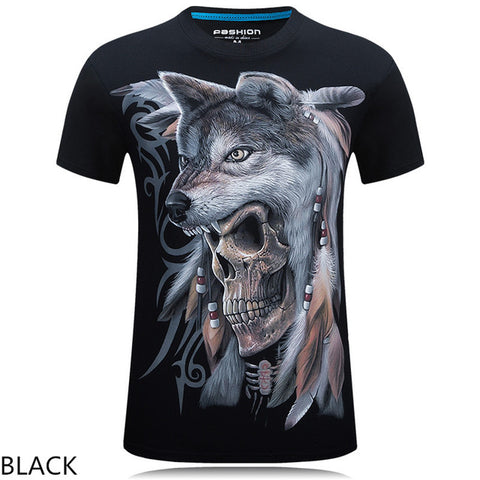 Men Hip Hop T Shirt 2016 The New 3d Printed White tiger / snake / skull and wolf/Indian wolf/ T Shirts male  Brand Clothing - Wolfmall