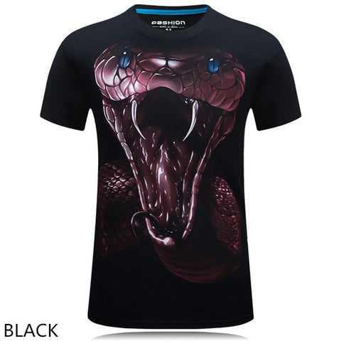 Men T Shirt 2016 The New 3d Printed White tiger / snake / skull and wolf/Indian wolf/ T Shirts male Casual Brand T-Shirt tops - Wolfmall