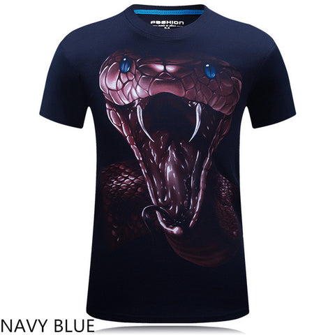 Men T Shirt 2016 The New 3d Printed White tiger / snake / skull and wolf/Indian wolf/ T Shirts male Casual Brand T-Shirt tops - Wolfmall