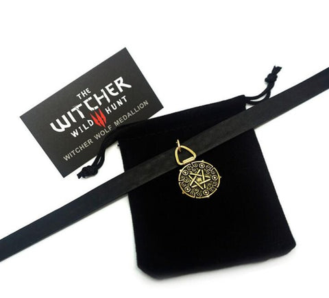 Top quality 3D The Witcher 3 Wild Hunt Medallion Necklace Pendant Wizard Witcher Wild Hunt Wolf Head Model Figure Game Bag Card - Wolfmall