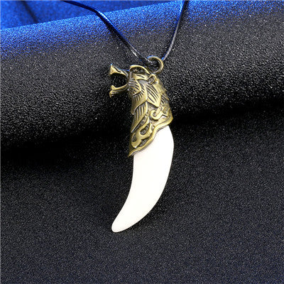 Men Antique Wolf Fang Tooth Pendant Necklace Vintage Wolf Tooth Dragon Alloy Pendant Necklace Fashion Jewelry gift freeshipping - Wolfmall