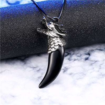 Men Antique Wolf Fang Tooth Pendant Necklace Vintage Wolf Tooth Dragon Alloy Pendant Necklace Fashion Jewelry gift freeshipping - Wolfmall