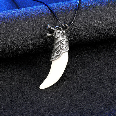 Men Antique Wolf Fang Tooth Pendant Necklace Vintage Wolf Tooth Dragon Alloy Pendant Necklace Fashion Jewelry gift freeshipping - Wolfmall