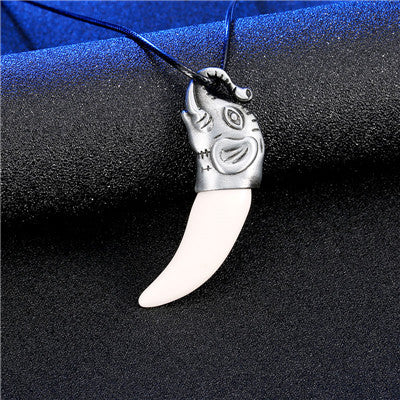 Men Antique Wolf Fang Tooth Pendant Necklace Vintage Wolf Tooth Dragon Alloy Pendant Necklace Fashion Jewelry gift freeshipping - Wolfmall