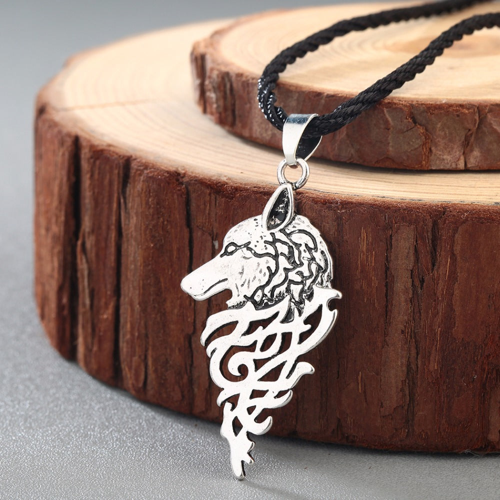 CHENGXUN Viking Wolf With Celtic Knot Antique Silver Religious Pendant Necklace Male Fashion Punk Cool Boys Collier - Wolfmall