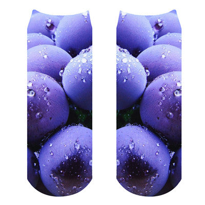 1pair New Printed Short Socks Fruit Animal Cute Cat Wolf Shark 3D Printed sock Men Unisex Low Cut Ankle Emoji Socks Soft Casual - Wolfmall