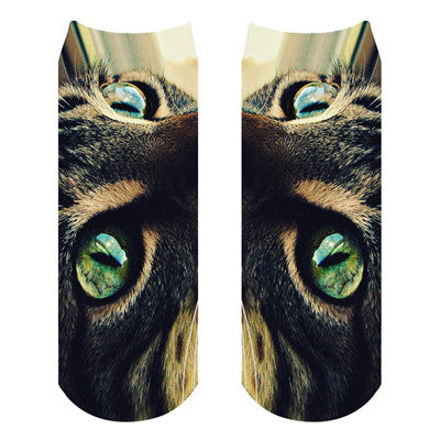 1pair New Printed Short Socks Fruit Animal Cute Cat Wolf Shark 3D Printed sock Men Unisex Low Cut Ankle Emoji Socks Soft Casual - Wolfmall