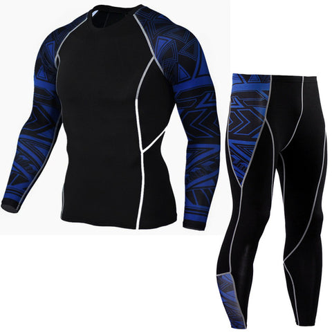 Mens Compression Sets T Shirts Wolf Print Lycra Crossfit T-shirt Joggers Base Layer Tight Tops Leggings Brand Clothing - Wolfmall
