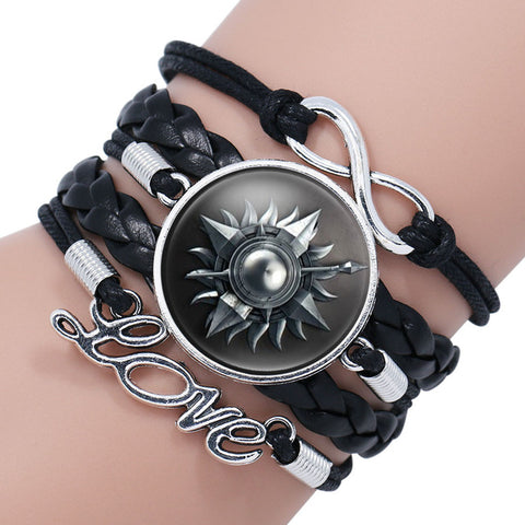 NingXiang Game Of Throne Bracelet House Stark Wolf Head Infinity Glass Cabochon Bracelets Bangles WINTER COMING Wrap Bracelet - Wolfmall