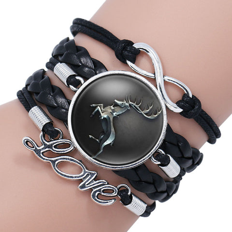 NingXiang Game Of Throne Bracelet House Stark Wolf Head Infinity Glass Cabochon Bracelets Bangles WINTER COMING Wrap Bracelet - Wolfmall
