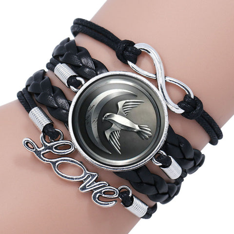 NingXiang Game Of Throne Bracelet House Stark Wolf Head Infinity Glass Cabochon Bracelets Bangles WINTER COMING Wrap Bracelet - Wolfmall