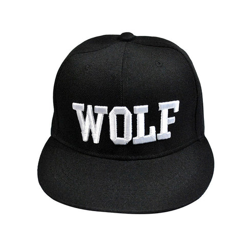 Summer 3D Embroidered Wolf Flat Visor Snapback Adjustable Baseball Cap Hip Hop Bone Swag Peaked Sun Hats Black Red White - Wolfmall