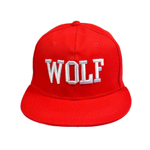 Summer 3D Embroidered Wolf Flat Visor Snapback Adjustable Baseball Cap Hip Hop Bone Swag Peaked Sun Hats Black Red White - Wolfmall