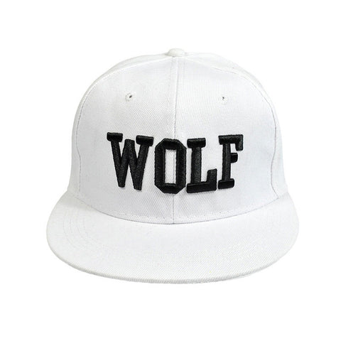 Summer 3D Embroidered Wolf Flat Visor Snapback Adjustable Baseball Cap Hip Hop Bone Swag Peaked Sun Hats Black Red White - Wolfmall