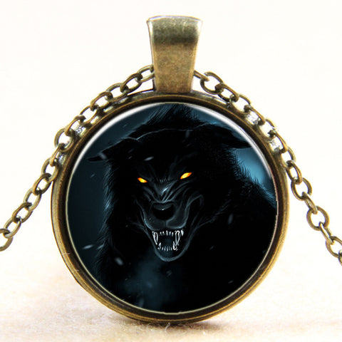 Time Gem Wolf Graphics Gems Glass Cabochon Necklace Pendant - Wolfmall