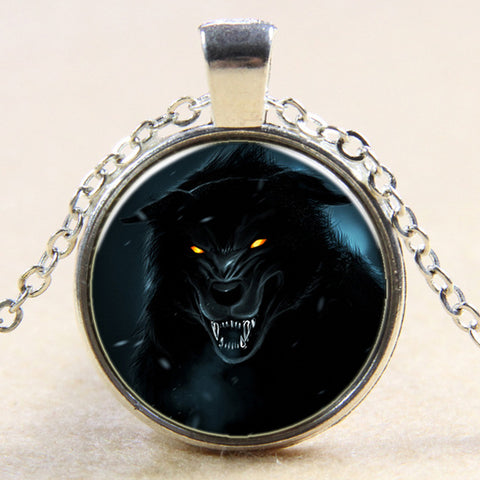 Time Gem Wolf Graphics Gems Glass Cabochon Necklace Pendant - Wolfmall