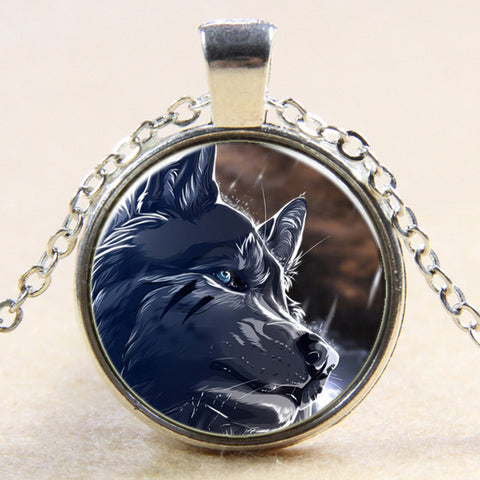 Time Gem Wolf Graphics Gems Glass Cabochon Necklace Pendant - Wolfmall