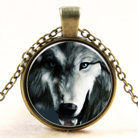 Time Gem Wolf Graphics Gems Glass Cabochon Necklace Pendant - Wolfmall