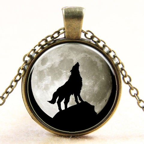 Time Gem Wolf Graphics Gems Glass Cabochon Necklace Pendant - Wolfmall
