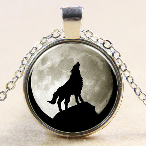 Time Gem Wolf Graphics Gems Glass Cabochon Necklace Pendant - Wolfmall