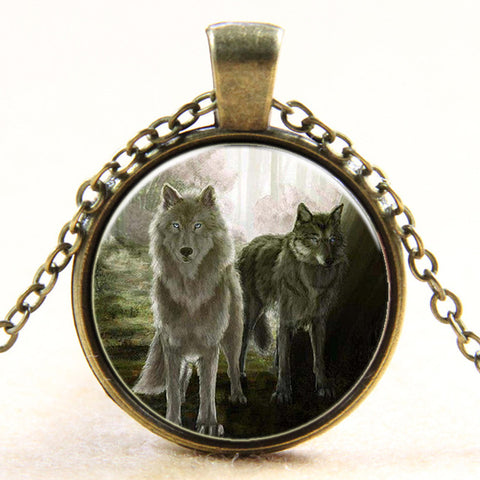 Time Gem Wolf Graphics Gems Glass Cabochon Necklace Pendant - Wolfmall