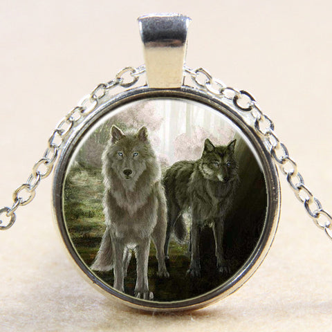 Time Gem Wolf Graphics Gems Glass Cabochon Necklace Pendant - Wolfmall