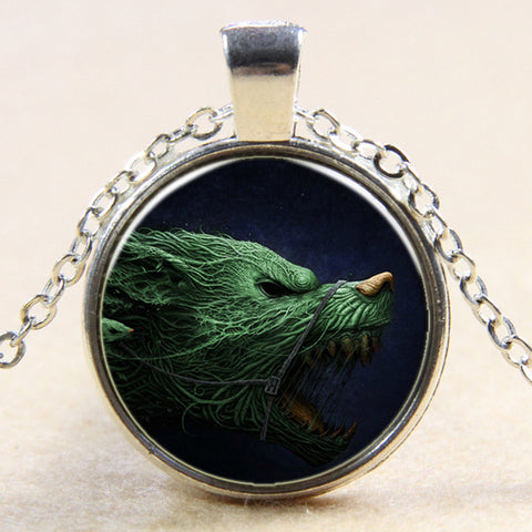 Time Gem Wolf Graphics Gems Glass Cabochon Necklace Pendant - Wolfmall