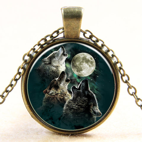 Time Gem Wolf Graphics Gems Glass Cabochon Necklace Pendant - Wolfmall