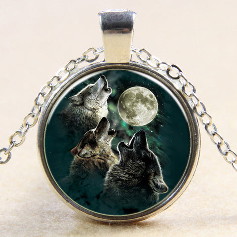 Time Gem Wolf Graphics Gems Glass Cabochon Necklace Pendant - Wolfmall