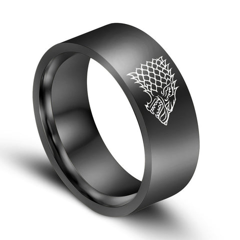 Throne Set Wolf ring Mens Punk Style Ring Stainless Steel Ring for Men Size 7-13 - Wolfmall