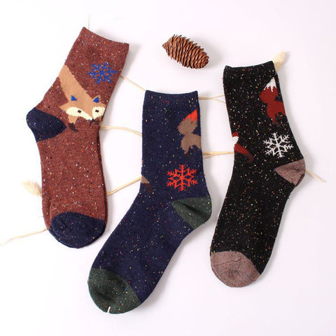 15Pair Women Ankle Socks Brand Retro Animals Socks Cute Cartoon Fox Wolf Warm Socks Woman Chaussettes Femme Fantaisie - Wolfmall
