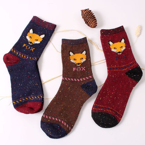 15Pair Women Ankle Socks Brand Retro Animals Socks Cute Cartoon Fox Wolf Warm Socks Woman Chaussettes Femme Fantaisie - Wolfmall