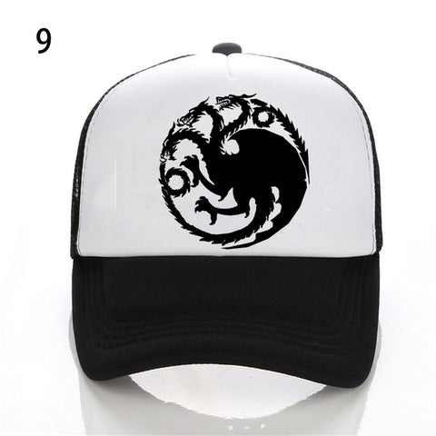 Game of Thrones Stark family lion wolf dragon deer Lannister Targaryen Stark Baratheon Arryn Greyjoy family members Baseball Cap - Wolfmall