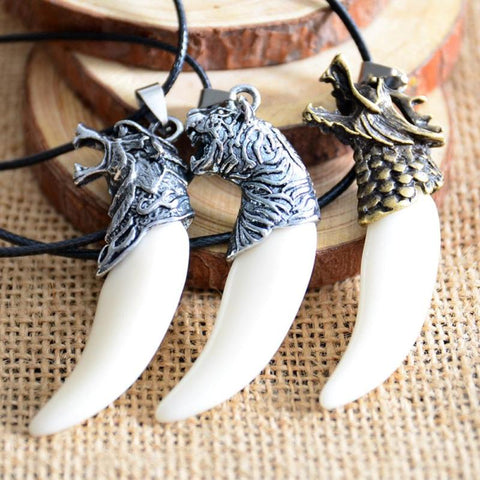 Fashion Wolf Tooth Choker Necklace Fashion Teeth Pendant Necklaces For Women Men Jewelry Necklace Wholesale Gift C4 - Wolfmall