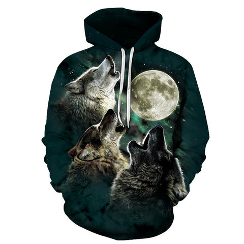 Wolf Pritned Men Women Hoodies 3D Hooded Sweatshirts Autumn Spring Pullover Fashion Tracksuits Animal Brand Quality Outwear - Wolfmall