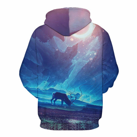 2017 Fashion Autumn Printed Hoodies Sweatshirts Men/Women 3D Wolf Galaxy Hooded Homme Muscle Funny Hoodies for Men - Wolfmall