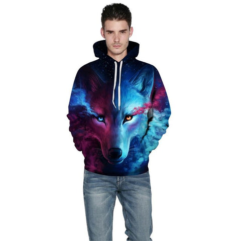 2017 Fashion Autumn Printed Hoodies Sweatshirts Men/Women 3D Wolf Galaxy Hooded Homme Muscle Funny Hoodies for Men - Wolfmall