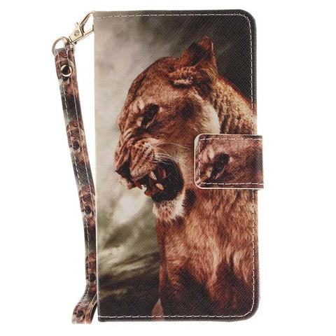 B42 Cute Pet Animals Lion Wolf Owl Leather Phone Case For Samsung Galaxy J3 Prime J5 2017 J527 J327 J730 G570 A3 A5 A520 Cover - Wolfmall